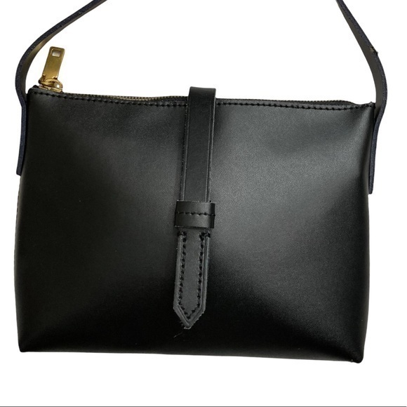 J. Crew Smooth Black Leather Crossbody Bag
